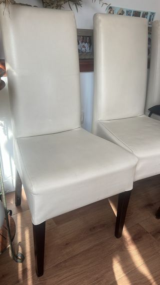 2 Sillas Comedor - Piel Sintética Blanca