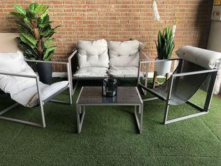 Sofá terraza 2 plazas + 2 sillones + mesa
