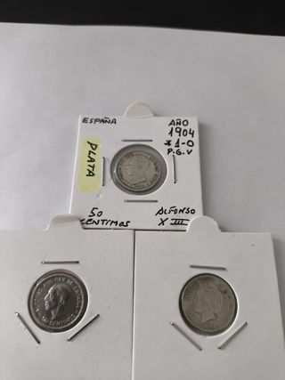 Monedas plata españolas 50 céntimos
