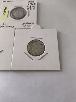 Monedas plata españolas 50 céntimos