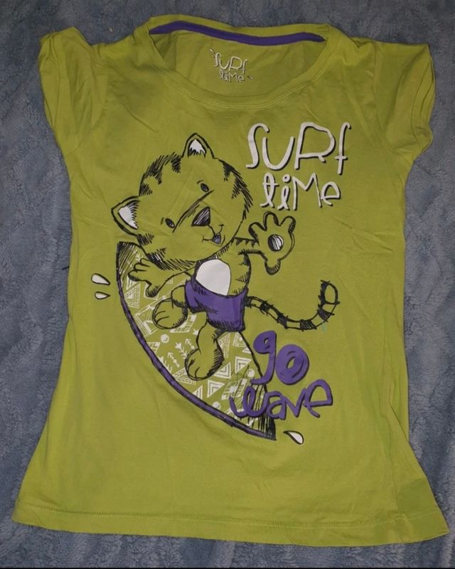 Camiseta surfero gato - Verde M
