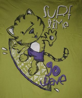 Camiseta surfero gato - Verde M