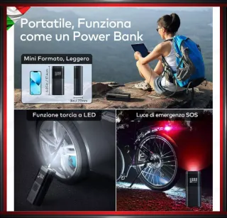 MINI COMPRESSORE ARIA PORTATILE 150PSI BATTERIA MO
