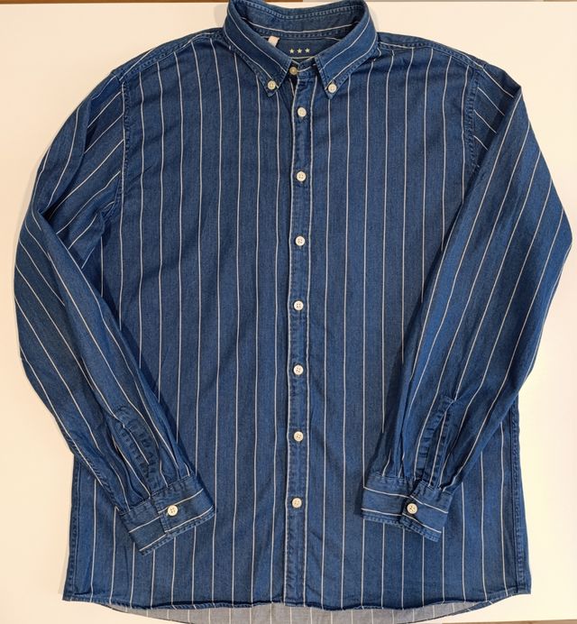 Camisa denim azul rayas blancas - Talla L