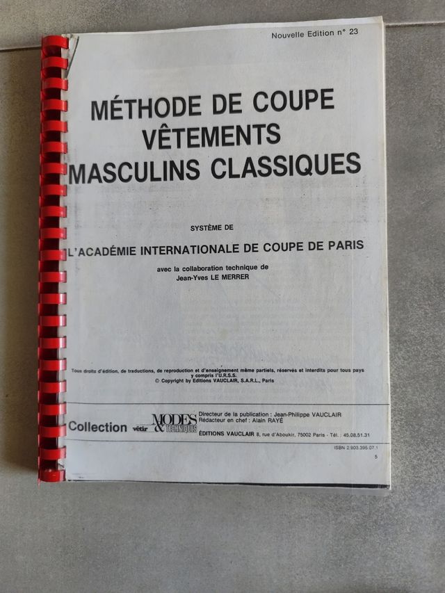 Méthode de coupe vetements masculins. AICP