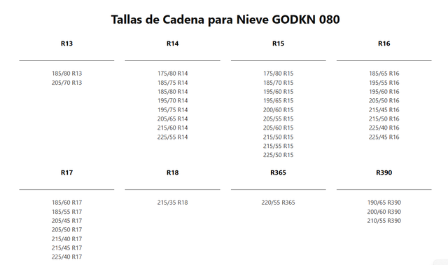 Cadenas Nieve Goodyear GODKN080