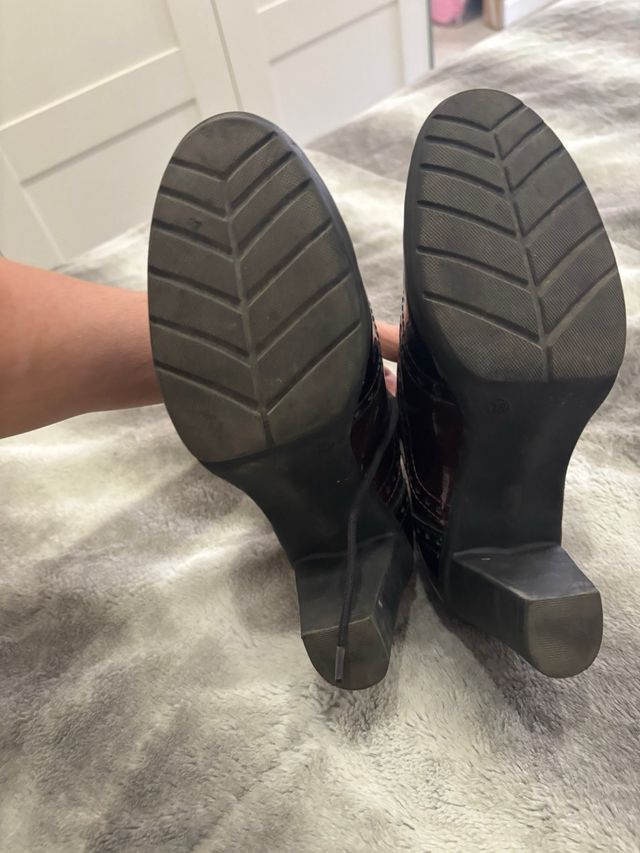 Botines Tacon Mujer 36 Marrón Negro