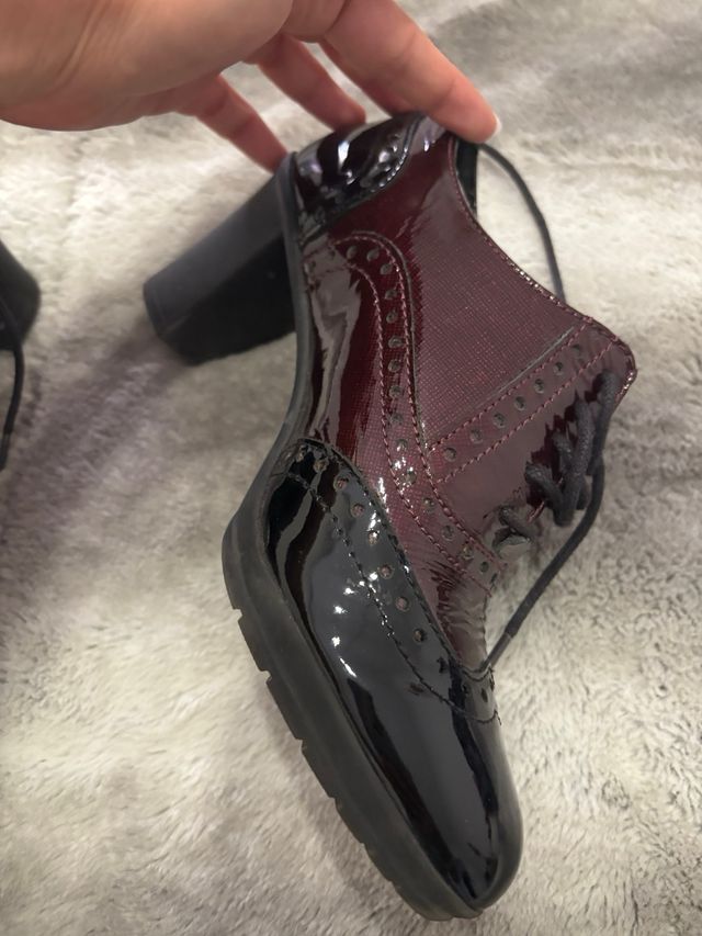 Botines Tacon Mujer 36 Marrón Negro