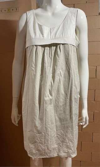 Vestido Zara L beige-blanco