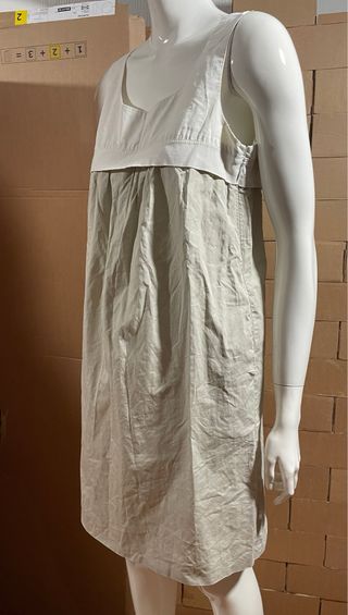 Vestido Zara L beige-blanco