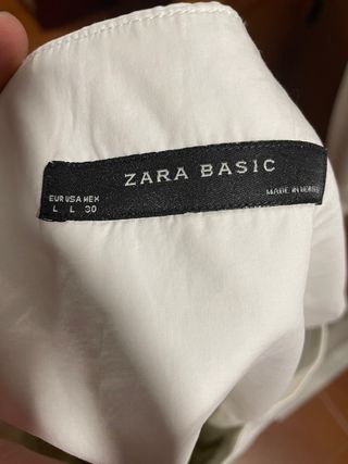 Vestido Zara L beige-blanco