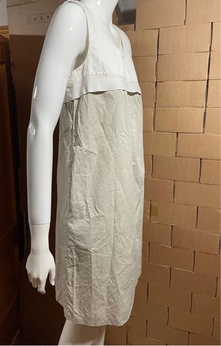 Vestido Zara L beige-blanco