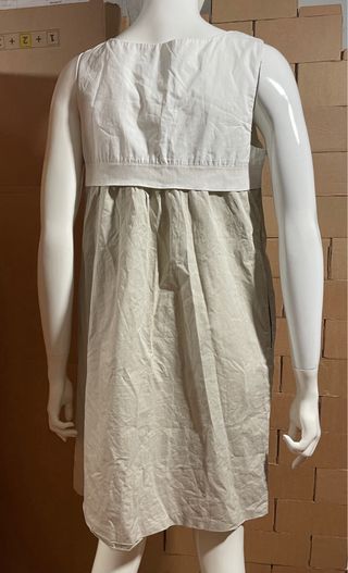 Vestido Zara L beige-blanco