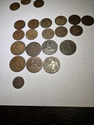 19 Monedas 1870: 2, 5 y 10 céntimos