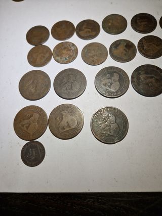 19 Monedas 1870: 2, 5 y 10 céntimos