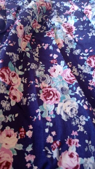 Vestido floral azul - sin tirantes