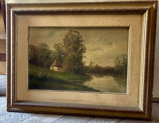 Dipinto olio primi '900, cornice legno