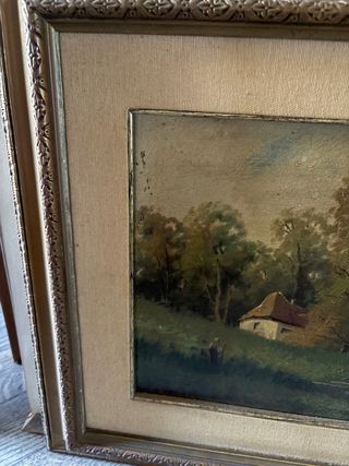 Dipinto olio primi '900, cornice legno