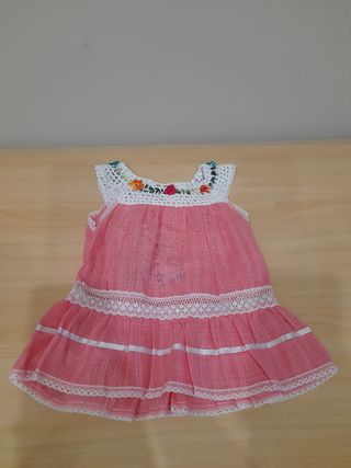 Abito bimba ricamato rosa 12m