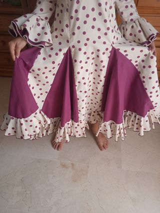 Vestido Flamenca niña lunares morados