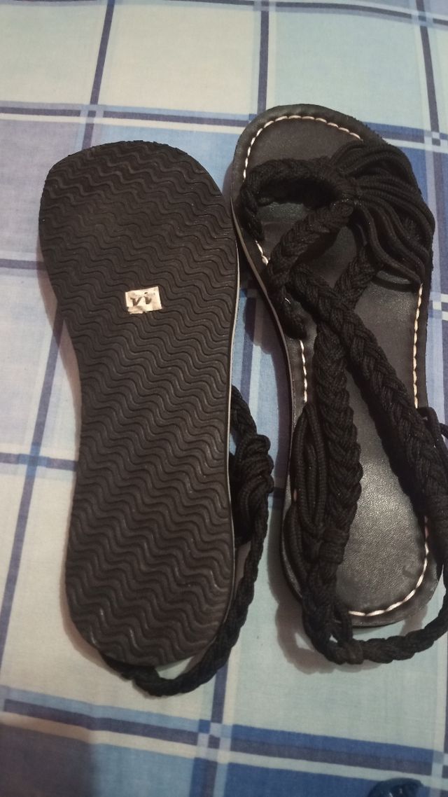 Sandalias planas negras mujer - talla 44