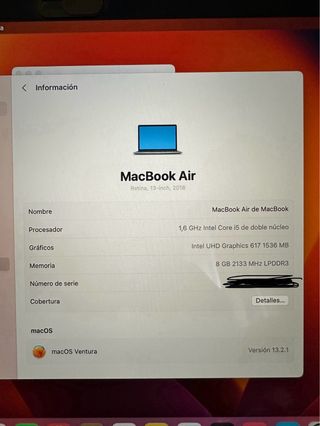 MacBook Air 13" Retina (2018) i5 con caja original