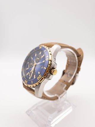RELOJ PAUL VERSAN PV4424 CORREA PIEL MARRON - ESFERA AZUL
