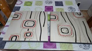 2 Cuadros abstractos plata-negro