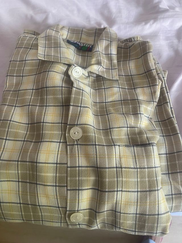 Pijama largo Dustin cuadros beige