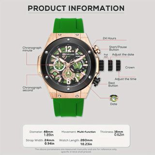 Reloj BORUSE cronógrafo verde-oro