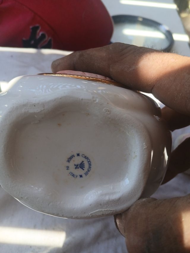 Tris Vaso ceramica Capodimonte tempio soprammob