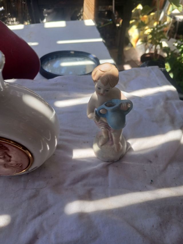 Tris Vaso ceramica Capodimonte tempio soprammob