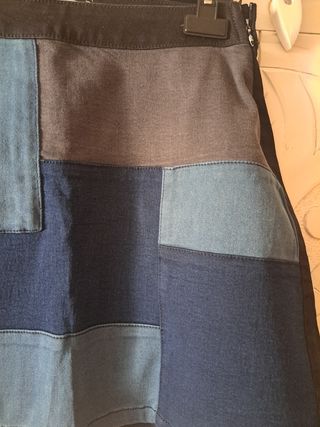 Mini Falda Vaquera Patchwork Blanco