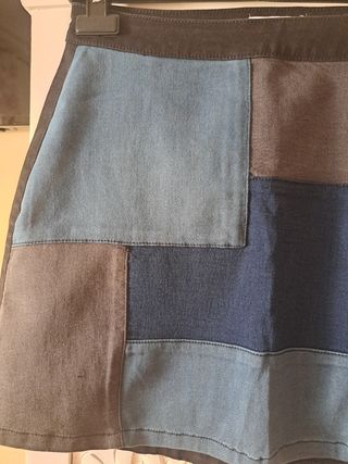 Mini Falda Vaquera Patchwork Blanco