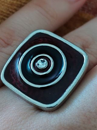Anillo vintage cuadrado rojo plata