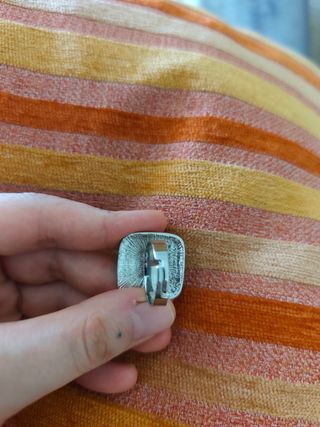 Anillo vintage cuadrado rojo plata