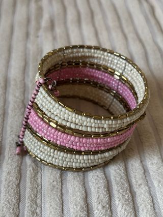 Pulsera abalorios rosa-blanco. 