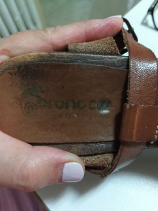 Sandalias tacón mujer cuero marrón