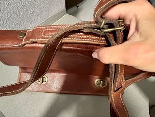 cartera de piel y ante marron
