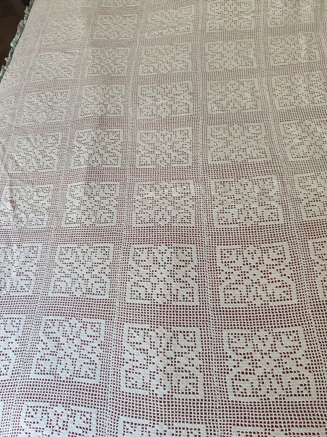 Colcha ganchillo blanco-verde