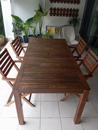 Mesa jardín madera + 4 sillas
