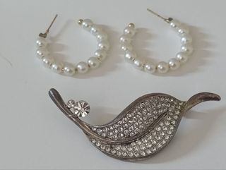 2 Pendientes & Broche Plata