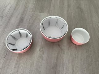 3 Ciotole Ceramica Rosa-Bianche