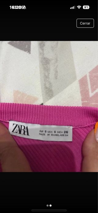 Top Zara rosa talla S