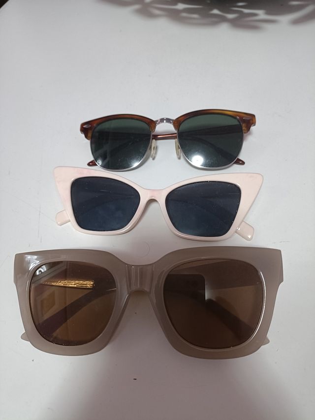 3 Gafas de sol: marrón, rosa