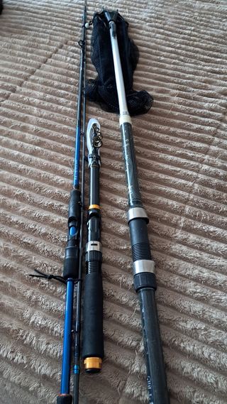 Cañas pesca + Red: 2 cañas