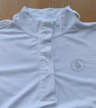 Polo equitación blanco mujer