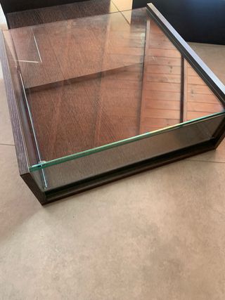 cajon expositor, cristal & madera