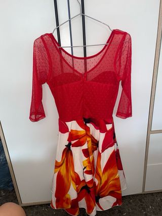Vestido rojo flores - Fiesta