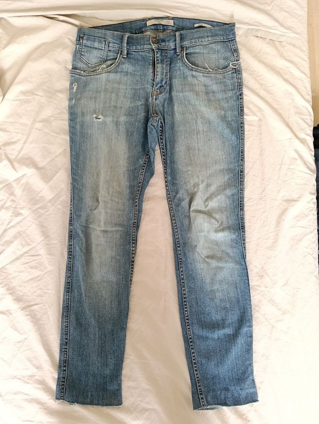 Jeans denim slim fit azul 